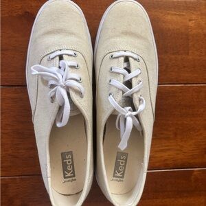 Keds Off-White Canvas Lace-Up Sneakers